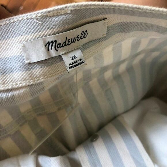 Madewell Size 26 Blue White Striped Denim Skirt Button Fly NWT Coastal New - Picture 7 of 9